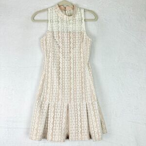 Endless Rose Lace Pleat Mini Dress Size XS Off White Graduation Bride NEW